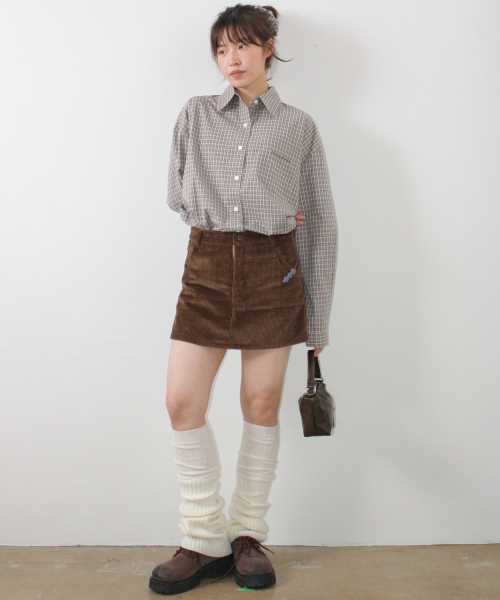 DOUBLE POCKET CORDUROY PANTSKIRT BROWN