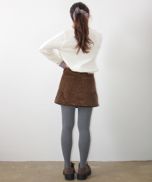 DOUBLE POCKET CORDUROY PANTSKIRT BROWN