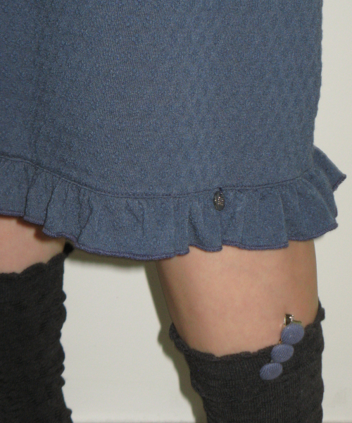 EMBO FRILL MIDI SKIRT NAVY