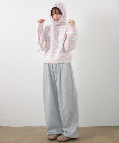 HEART POCKET WIDE JOGGER PANTS GREY