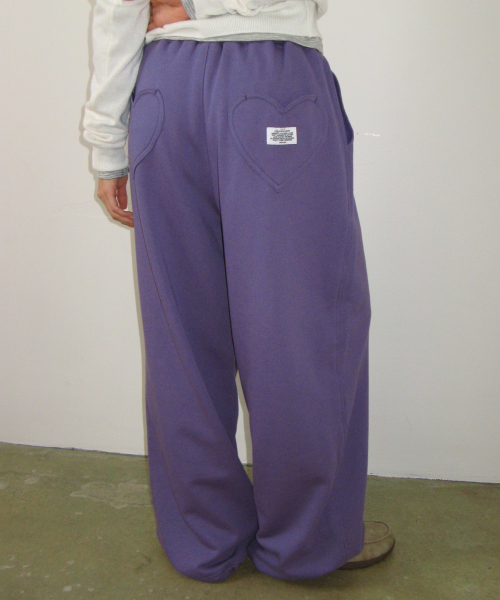HEART POCKET WIDE JOGGER PANTS PURPLE