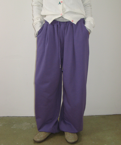 HEART POCKET WIDE JOGGER PANTS PURPLE