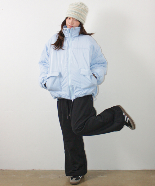 HEART POCKET WIDE JOGGER PANTS BLACK
