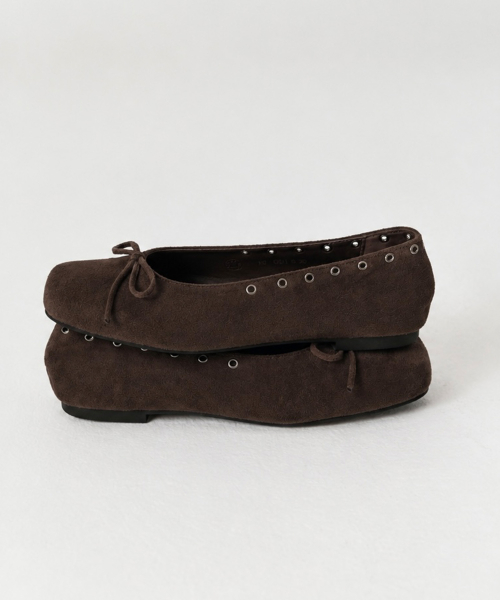 STRAP FLAT SUEDE BOOTS / BROWN