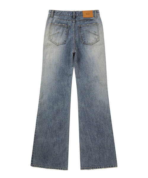 SIDE SEAM WASHED JEANS IN BLUE