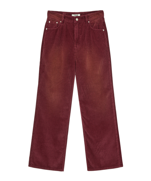 STRAIGHT BRUSH CORDUROY PANTS IN BURGUNDY