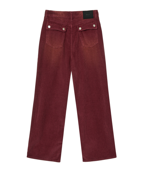STRAIGHT BRUSH CORDUROY PANTS IN BURGUNDY
