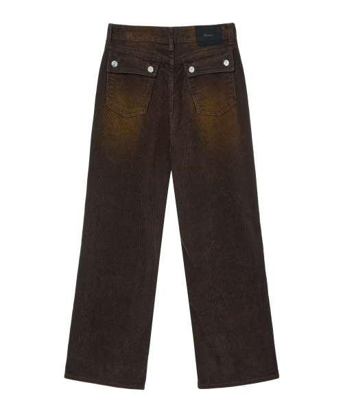 STRAIGHT BRUSH CORDUROY PANTS IN DARK BROWN