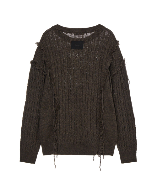 CABLED PULLOVER KNIT IN BROWN