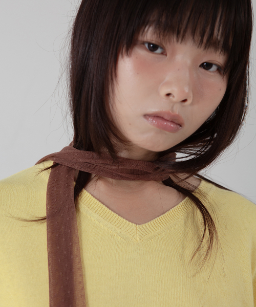 dot mesh long scarf - terracotta