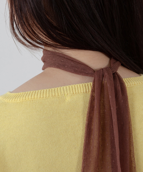 dot mesh long scarf - terracotta