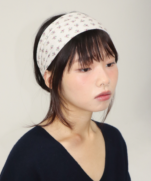 flower pointel hair band - beige