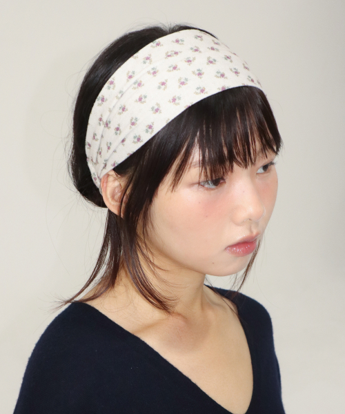 flower pointel hair band - beige