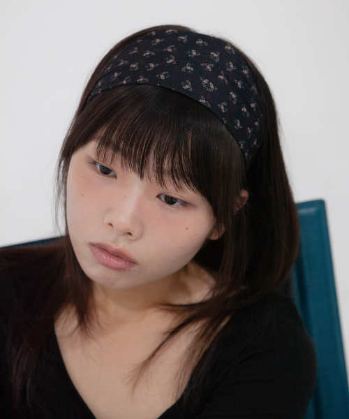 flower pointel hair band - black