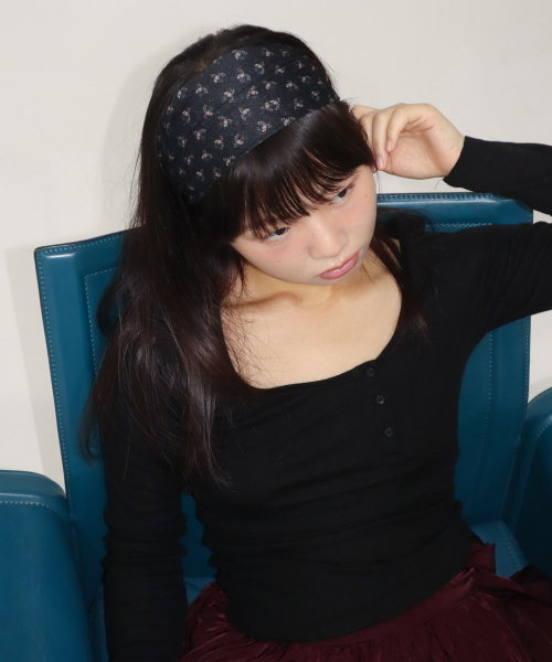 flower pointel hair band - black