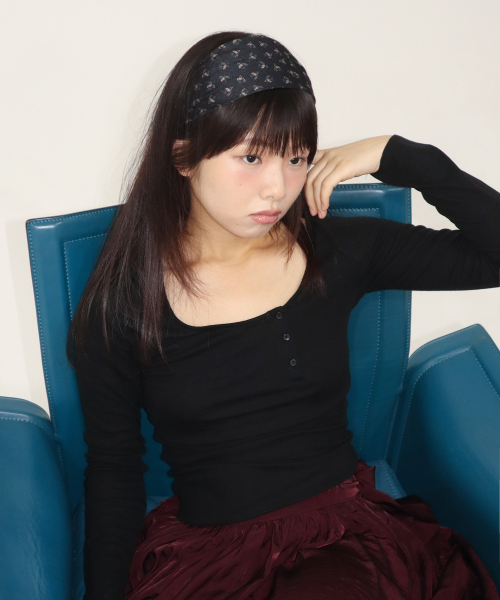 flower pointel hair band - black