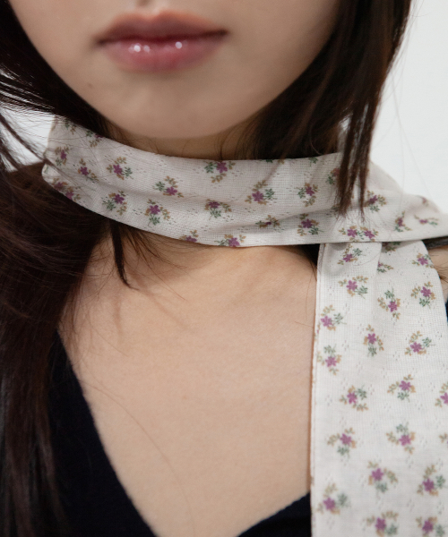 flower pointel long scarf - beige
