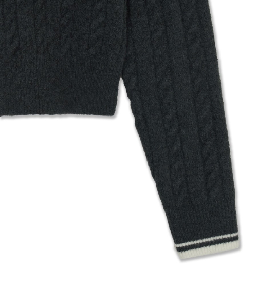 WomenS Basic Cable Zip-Up Cardigan