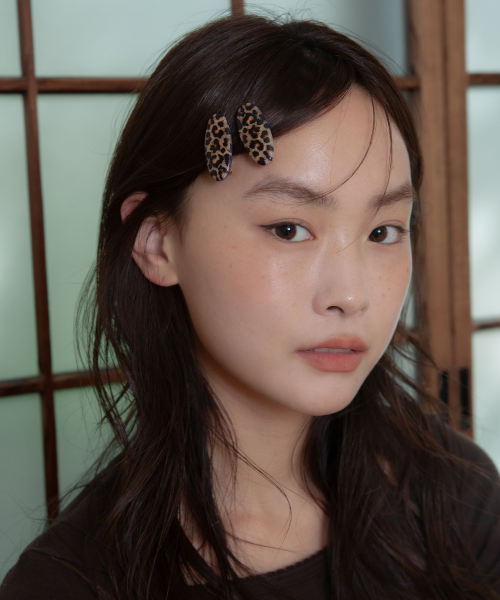[2set] leopard petit hair pin