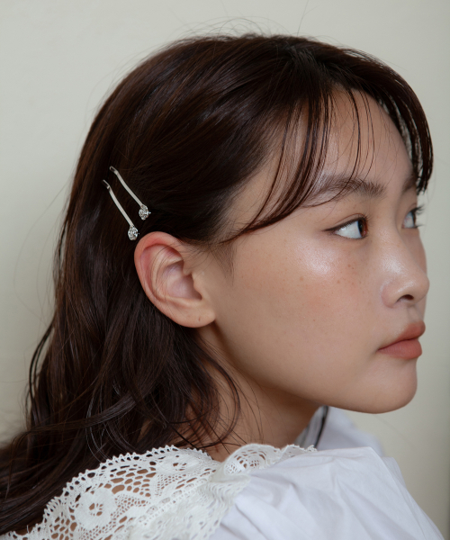 [2set] petit rose hair pin