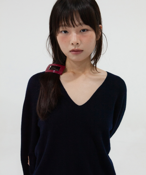 square plain hair pin - red wine