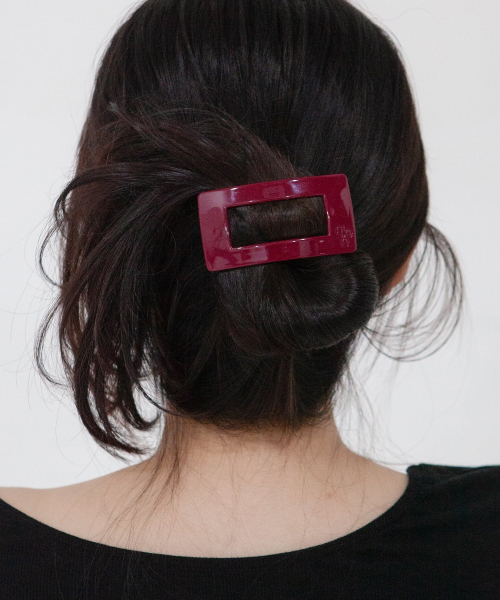 square plain hair pin - red wine