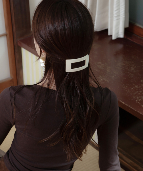 square plain hair pin - ivory