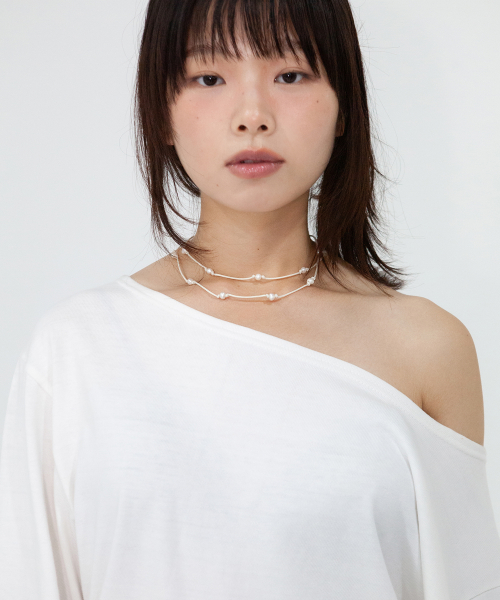 water pearl string necklace - ivory