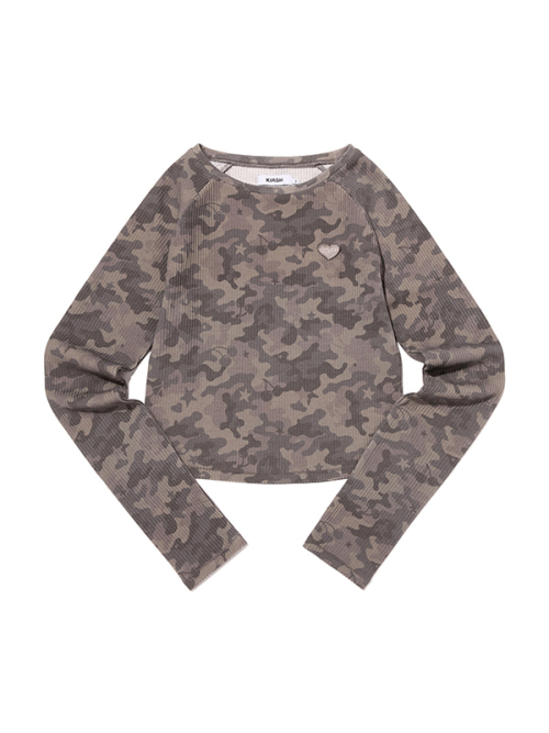 CHERRY CAMO WAFFLE LONG SLEEVE(BLACK)