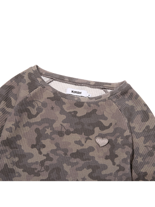 CHERRY CAMO WAFFLE LONG SLEEVE(BLACK)