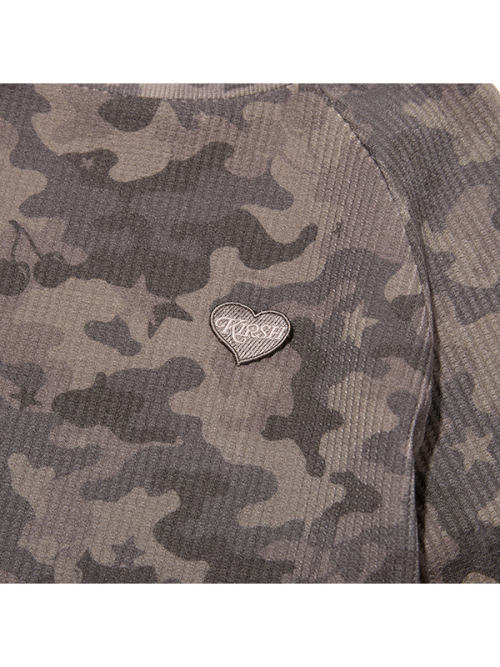 CHERRY CAMO WAFFLE LONG SLEEVE(BLACK)