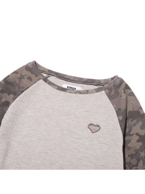 CHERRY CAMO WAFFLE LONG SLEEVE(MELANGE GRAY)