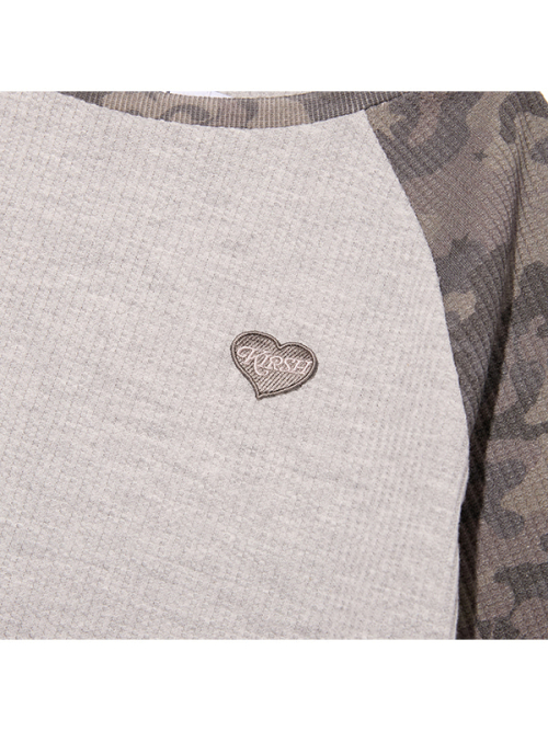 CHERRY CAMO WAFFLE LONG SLEEVE(MELANGE GRAY)