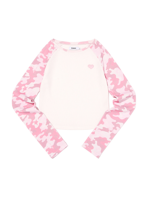 CHERRY CAMO WAFFLE LONG SLEEVE(LIGHT PINK)