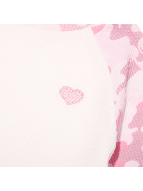 CHERRY CAMO WAFFLE LONG SLEEVE(LIGHT PINK)