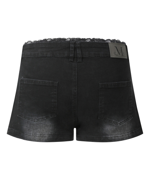 ROVEL LACE SAGGING WASHED DENIM SHORTS