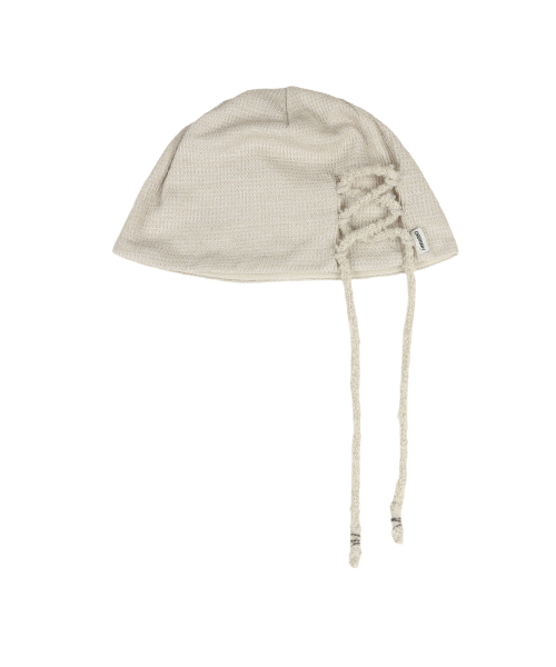 LACE-UP BEANIE [BEIGE]