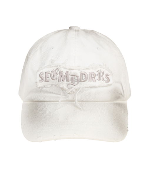 DIRTY WASHED APPLIQUE BALL CAP [IVORY]