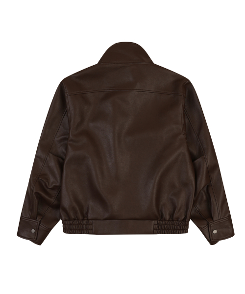 BELTED OVERSIZED LEATHER JUMPER [BROWN]