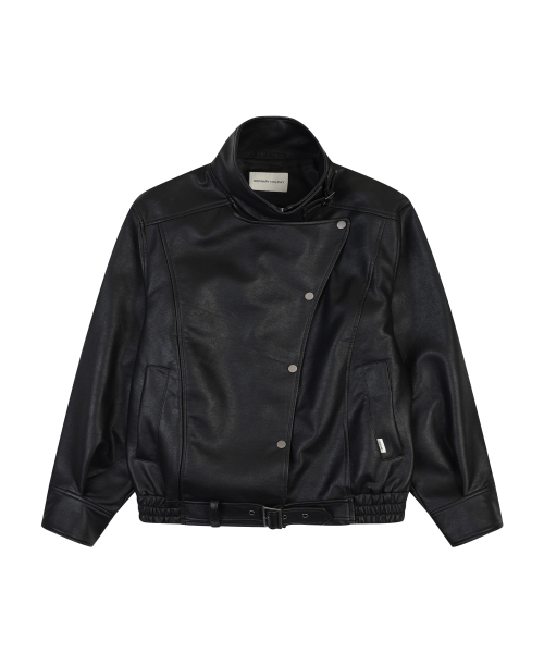 BELTED OVERSIZED LEATHER JUMPER [BLACK]