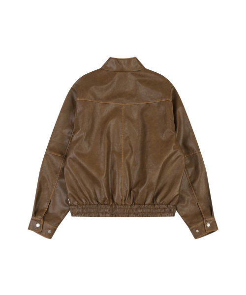 HIGH NECK LEATHER JUMPER [BROWN]