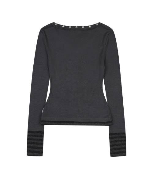 STUD V NECK PULLOVER [CHARCOAL]