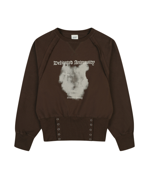 RIBBED SNAP SWEATSHIRT [BROWN]