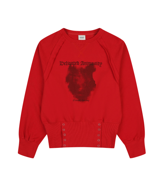 RIBBED SNAP SWEATSHIRT [RED]