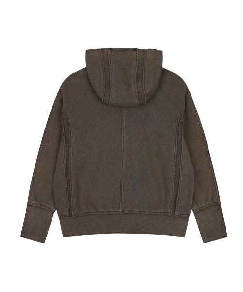 APPLIQUE PIGMENT SWEAT HOODIE [BROWN]