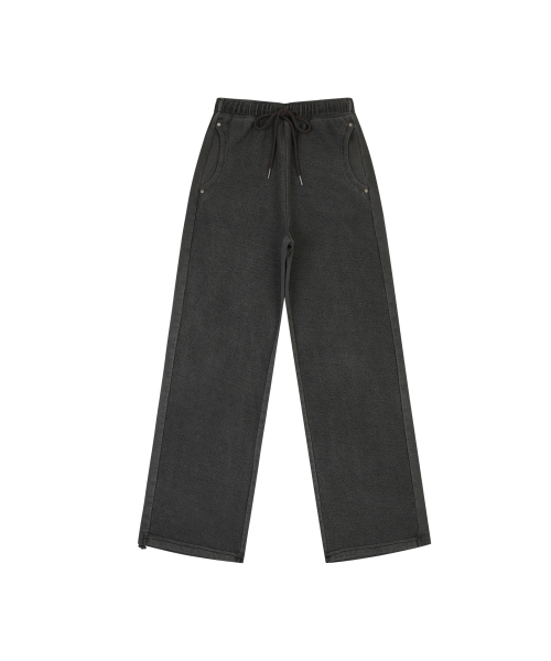 APPLIQUE PIGMENT WIDE SWEAT PANTS [CHARCOAL]