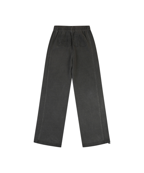 APPLIQUE PIGMENT WIDE SWEAT PANTS [CHARCOAL]