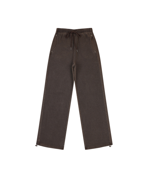 APPLIQUE PIGMENT WIDE SWEAT PANTS [BROWN]