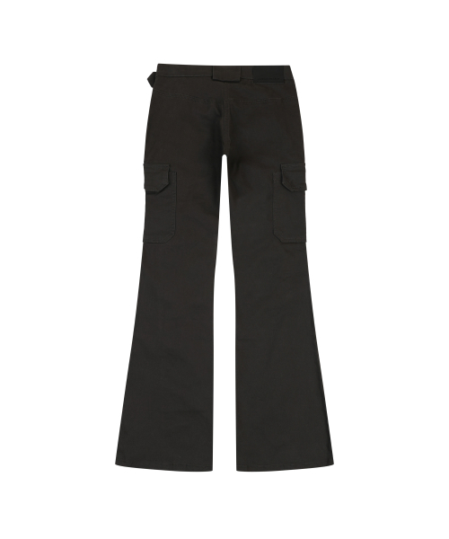 SHIRRING DETAIL BOOTS CUT PANTS [CHARCOAL]