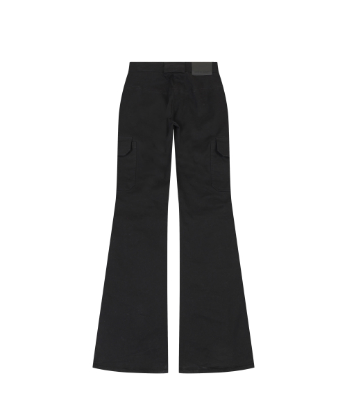 SHIRRING DETAIL BOOTS CUT PANTS [BLACK]